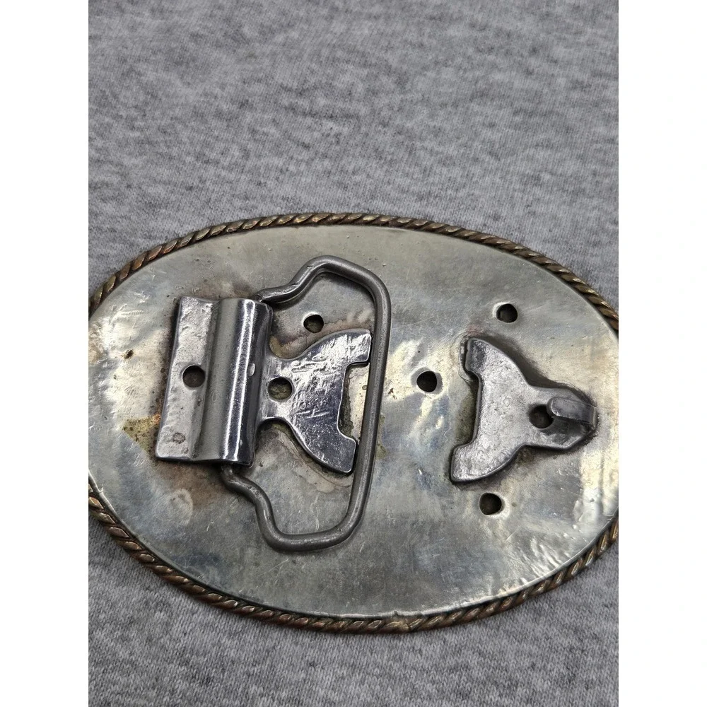 Handmade Western Floral Initial S Horseshoe Silver Belt Buckle